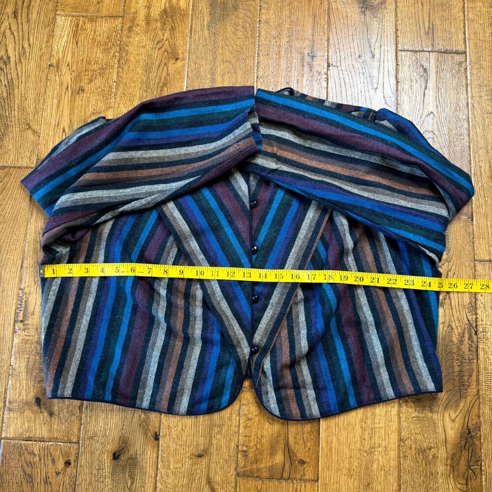 Vintage John’s Girl Striped Wool Blend Cropped Blazer Sz 14 Career Office Casual - Picture 4 of 7
